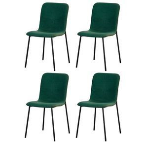 8 Kit 4 Cadeiras Celeste Rivatti 43 cm -Largura- Boucle Verde Oliva e Base em Aco Preto Pintada a Po